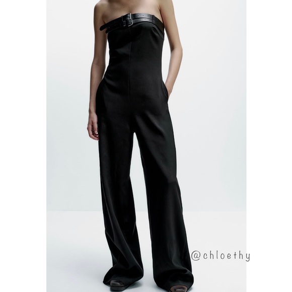 Zara BELTED STRAPLESS JUMPSUIT - Picture 2 of 10